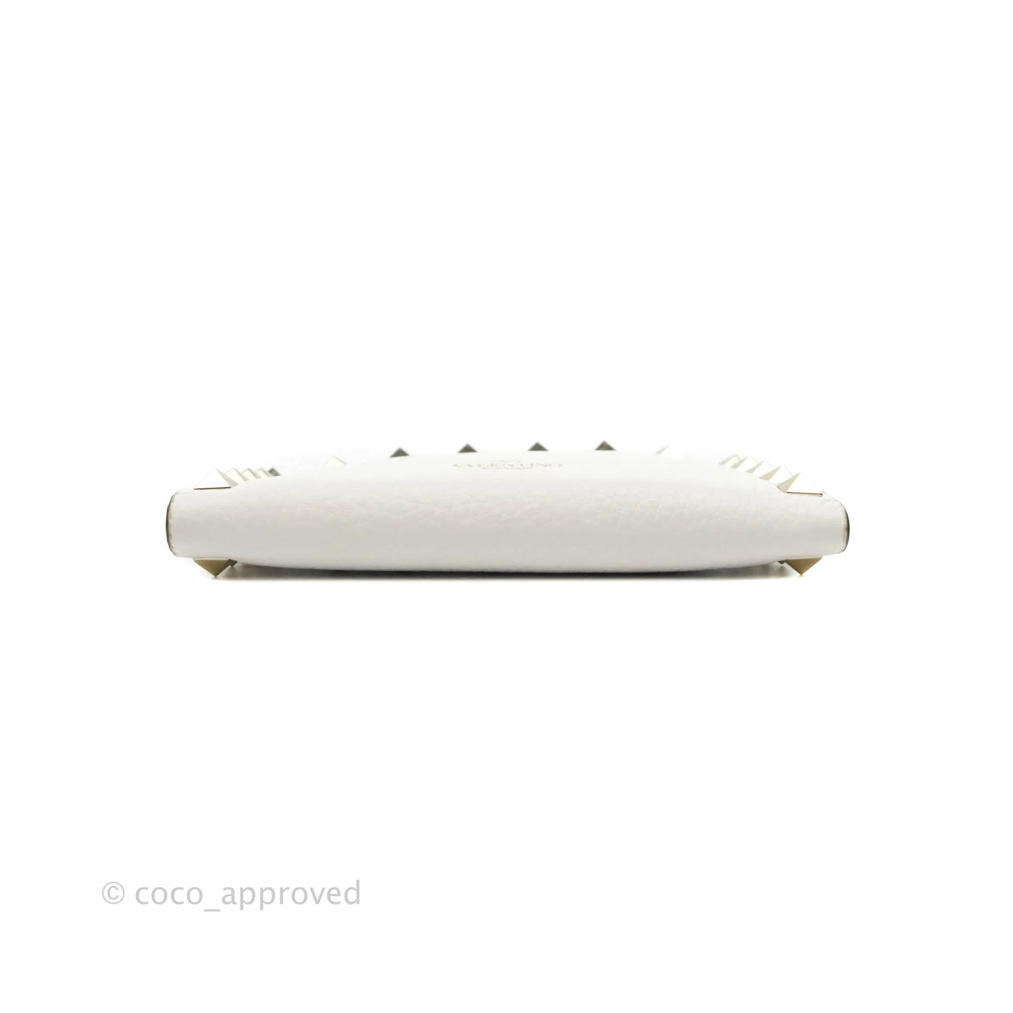 Valentino Garavani Shot Wallet White Grained Leather Gold Hardware