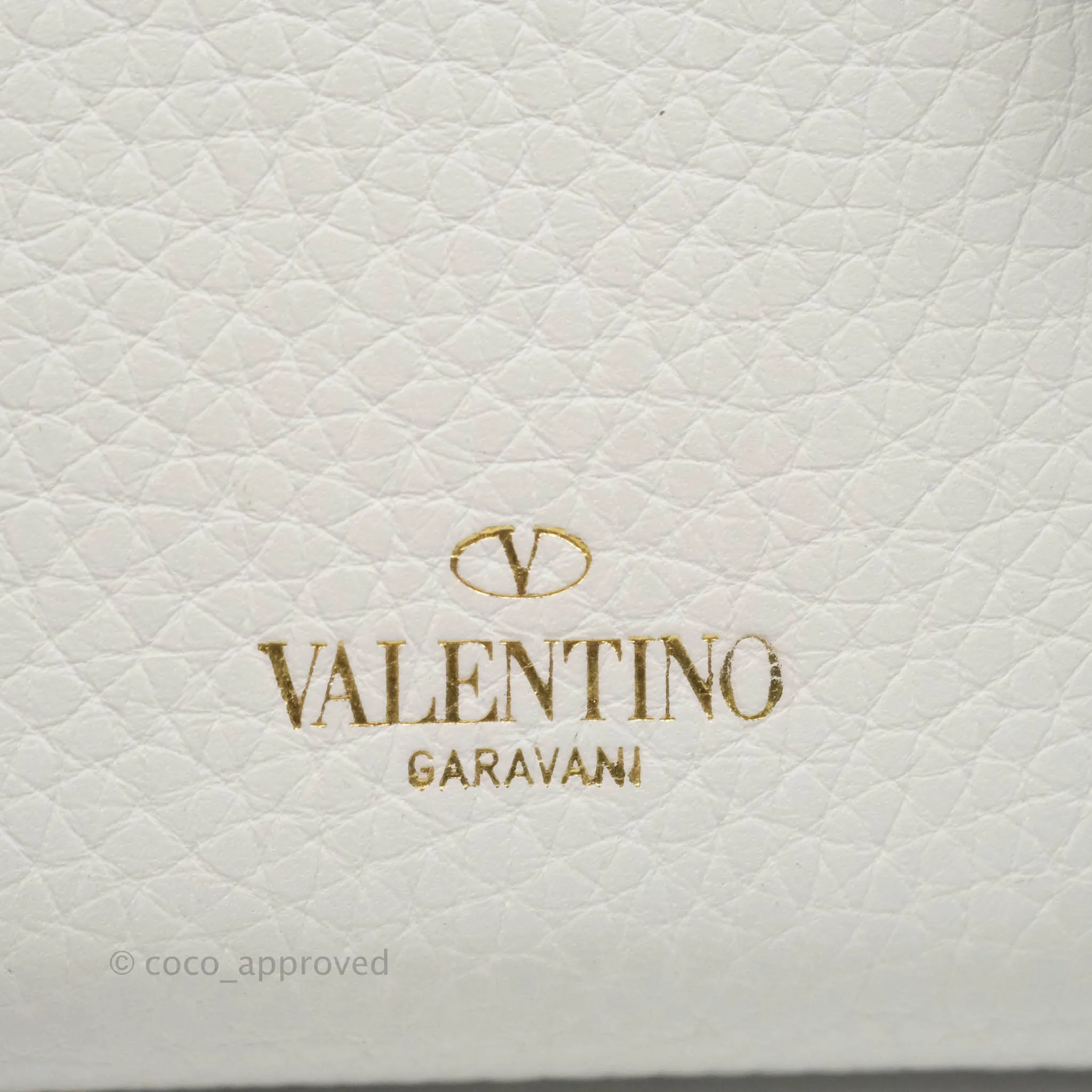 Valentino Garavani Shot Wallet White Grained Leather Gold Hardware