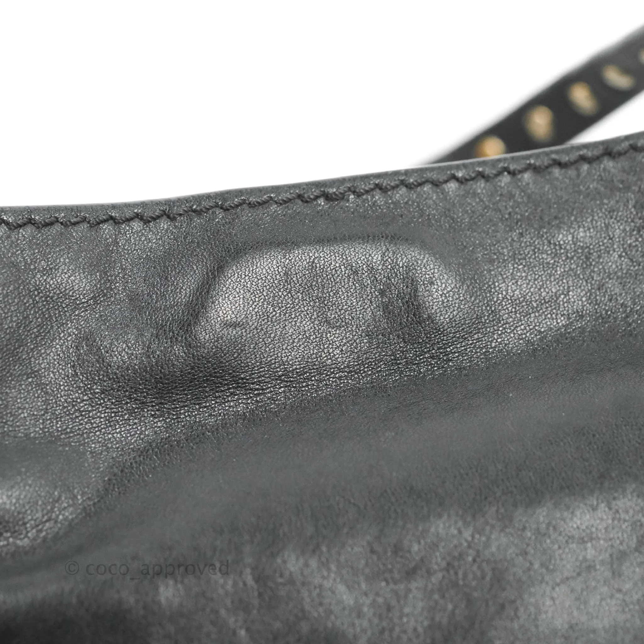 Valentino Garavani Small Trapeze Rockstud Black Grained Calfskin Gold Hardware