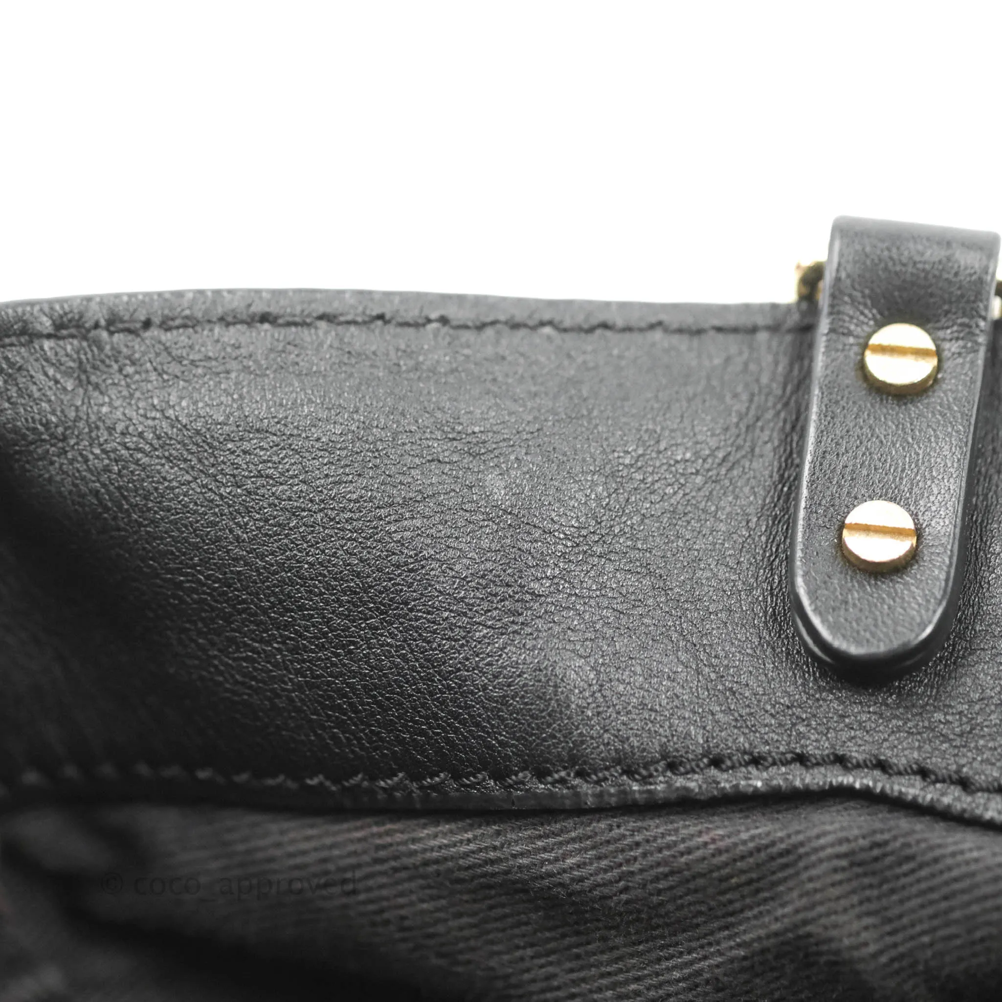 Valentino Garavani Small Trapeze Rockstud Black Grained Calfskin Gold Hardware