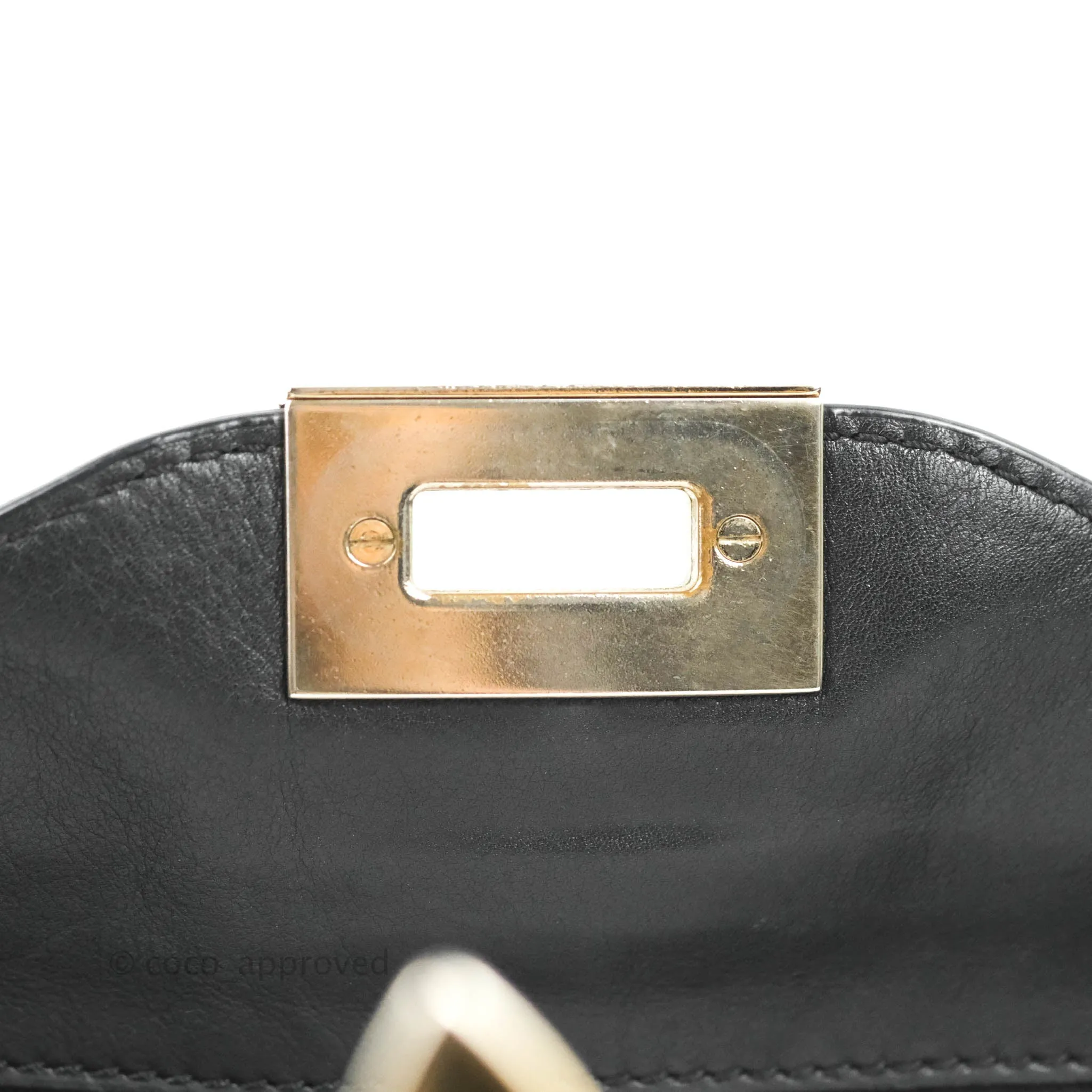 Valentino Garavani Small Trapeze Rockstud Black Grained Calfskin Gold Hardware