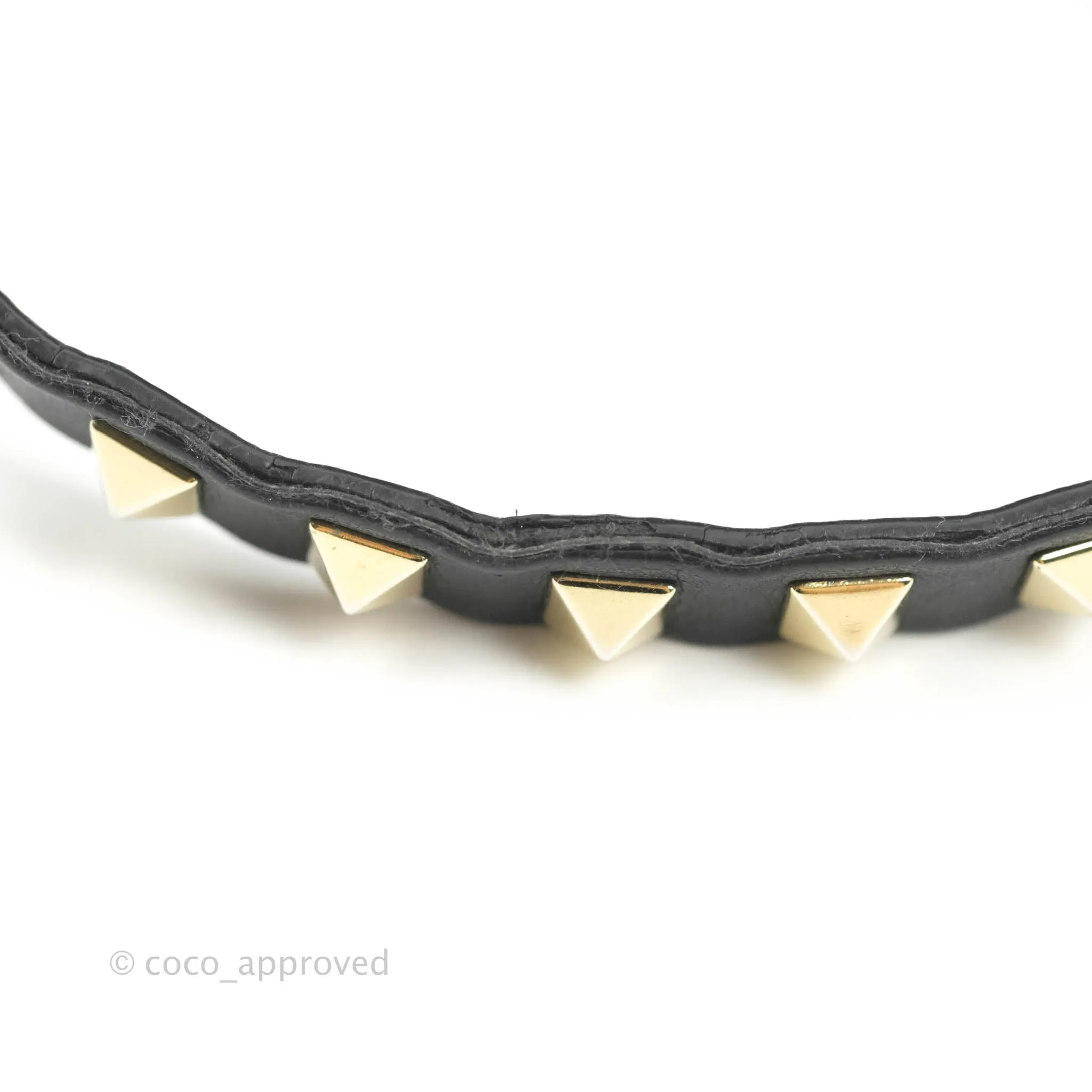 Valentino Garavani Small Trapeze Rockstud Black Grained Calfskin Gold Hardware
