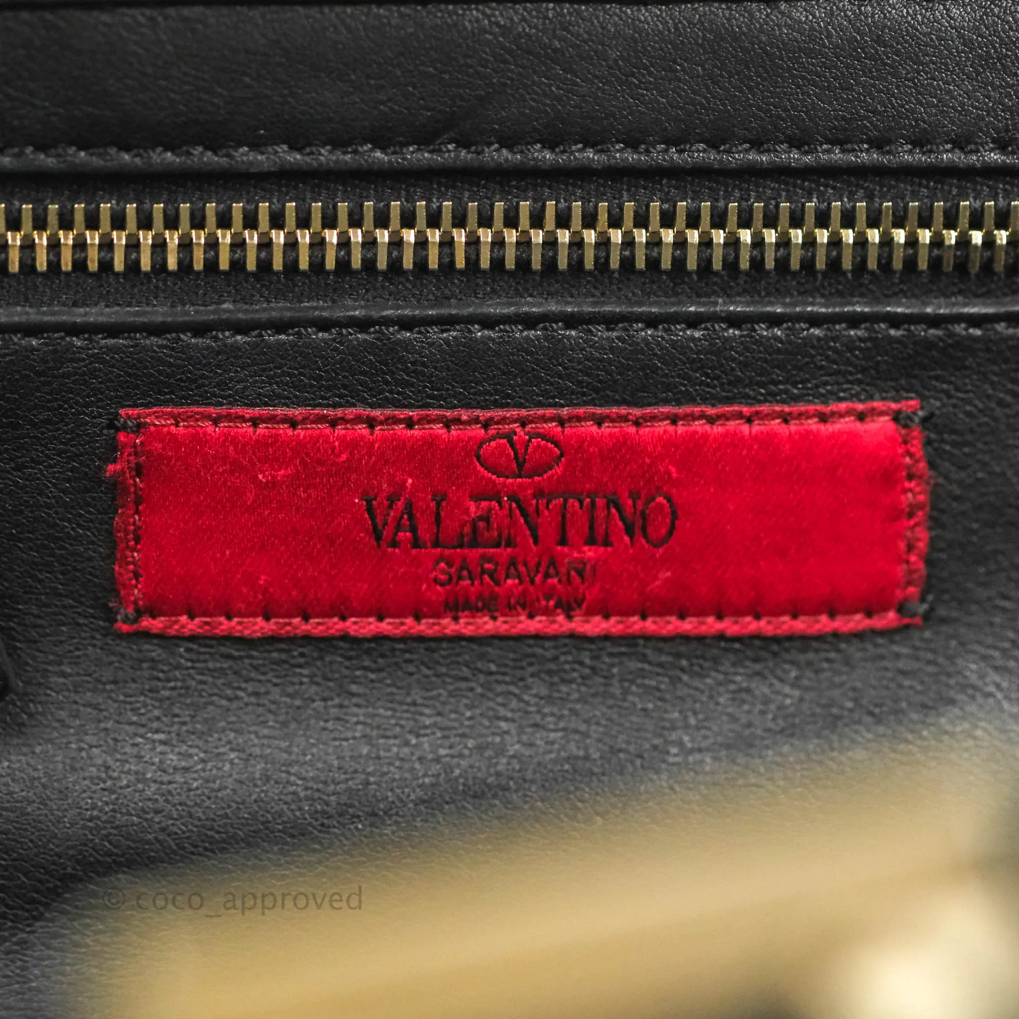 Valentino Garavani Small Trapeze Rockstud Black Grained Calfskin Gold Hardware