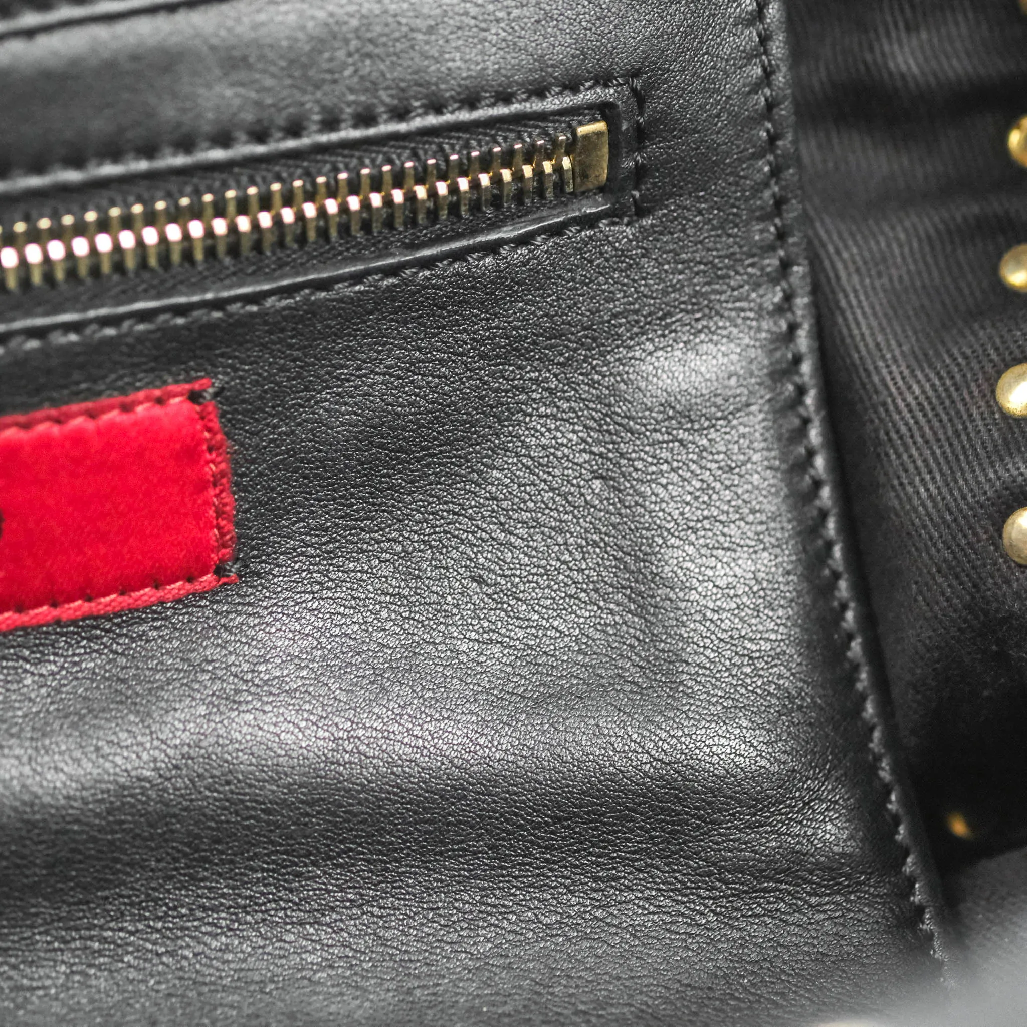 Valentino Garavani Small Trapeze Rockstud Black Grained Calfskin Gold Hardware