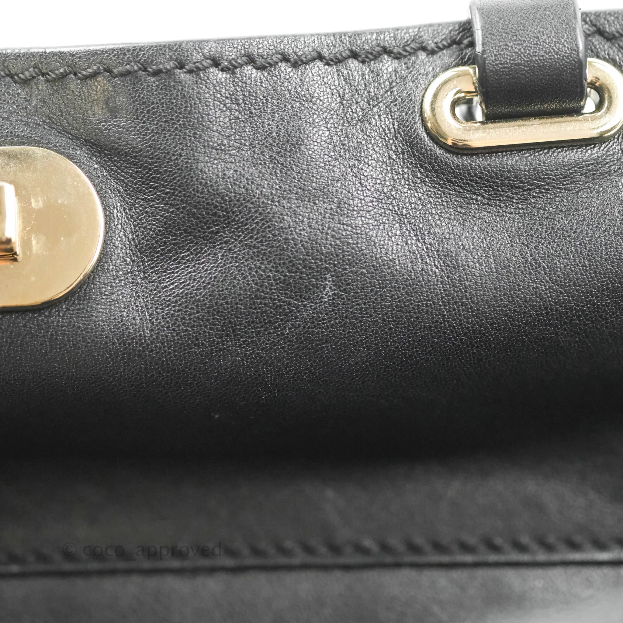 Valentino Garavani Small Trapeze Rockstud Black Grained Calfskin Gold Hardware