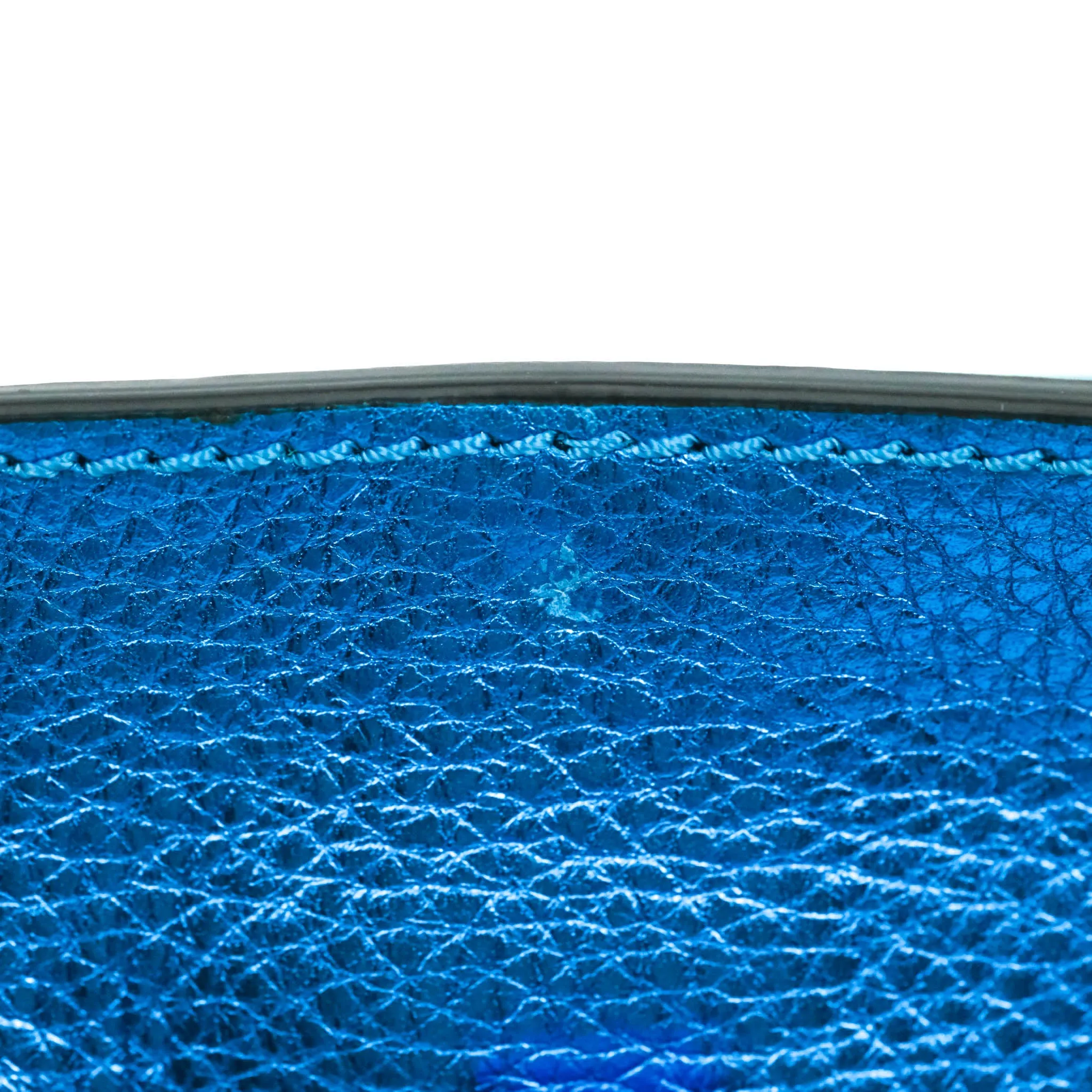 Valentino Garavani Small Trapeze Rockstud Metallic Blue Grained Calfskin Gold Hardware