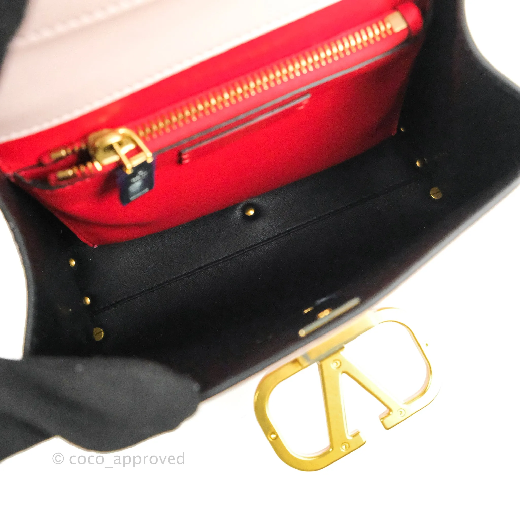 Valentino Garavani Small Vsling Grainy Calfskin Bag Light Pink Aged Gold Hardware