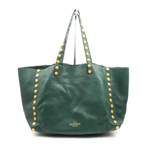 Valentino Large Gryphon Stud Tote Green Grained leather