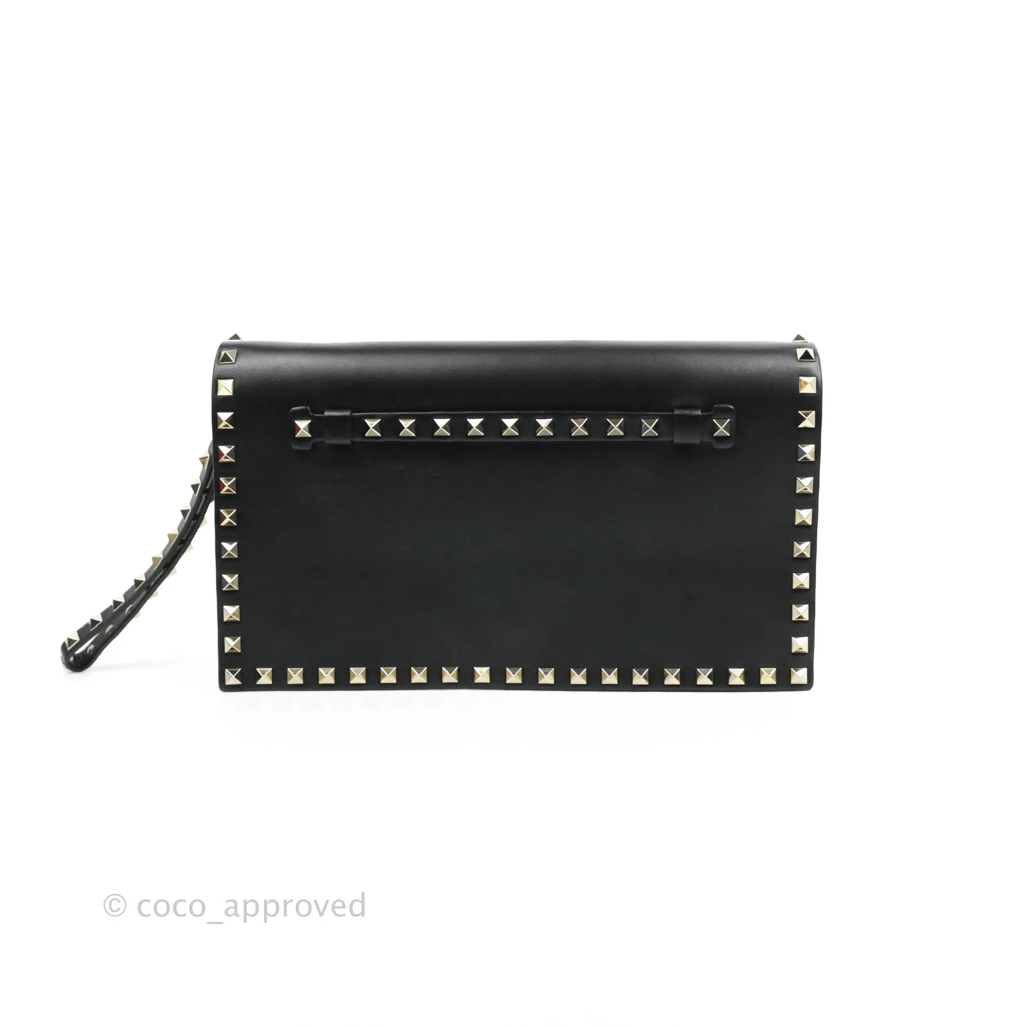 Valentino Nappa Rockstud Wristlet Clutch Black