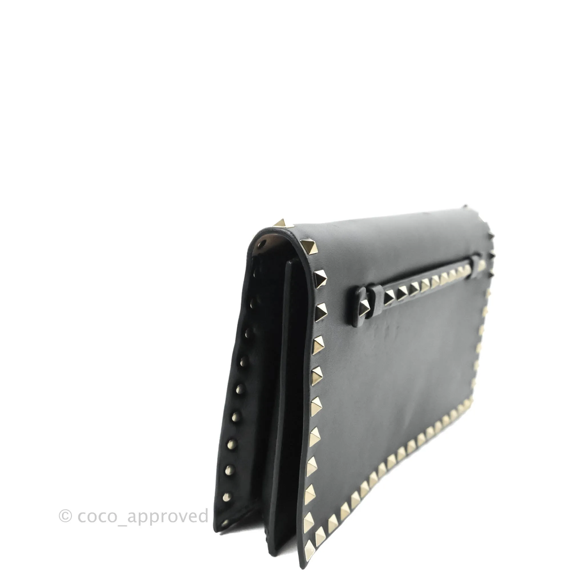 Valentino Nappa Rockstud Wristlet Clutch Black