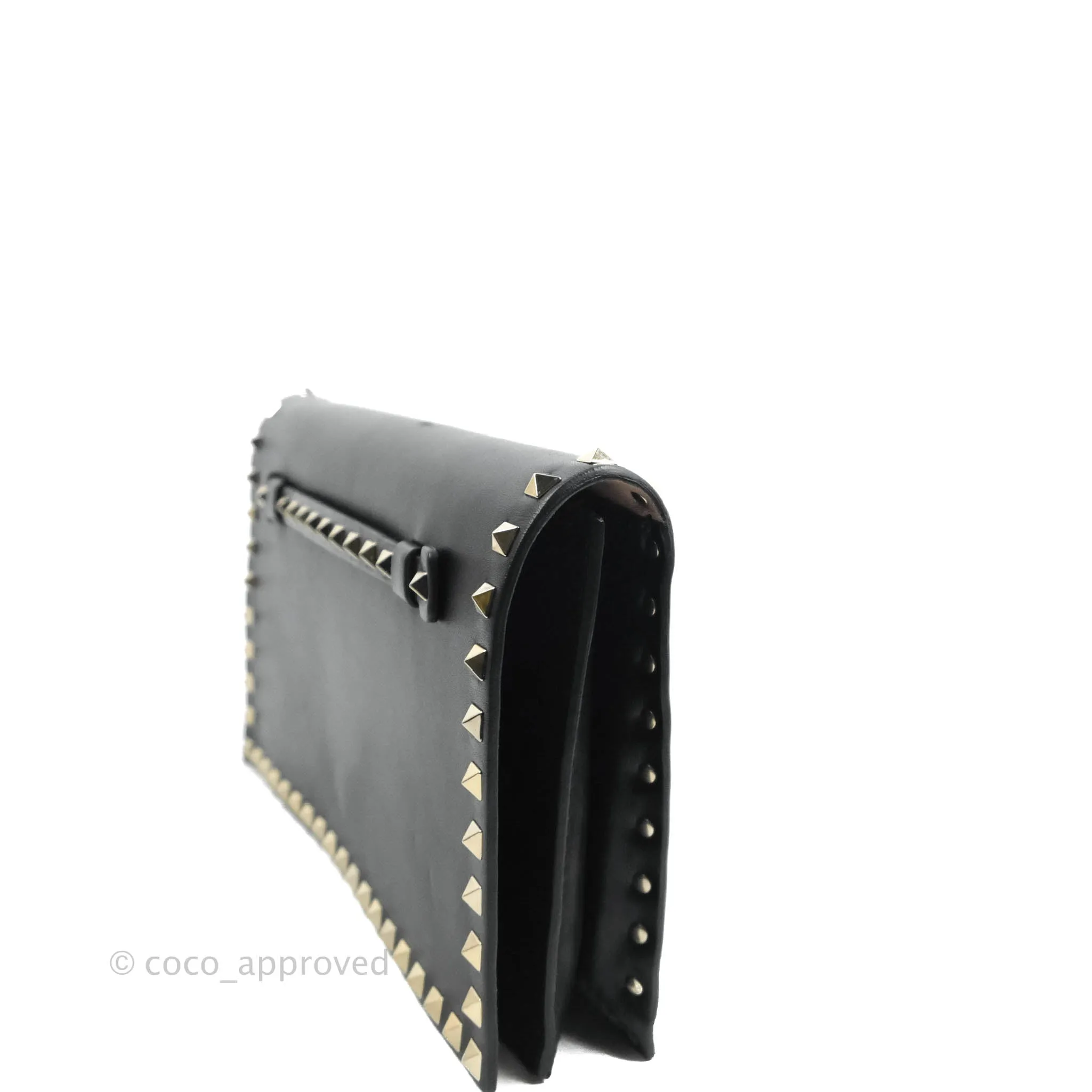 Valentino Nappa Rockstud Wristlet Clutch Black