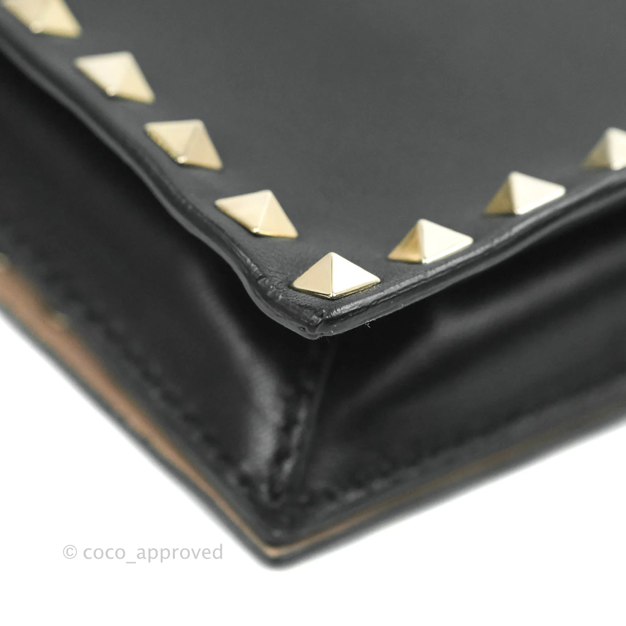 Valentino Nappa Rockstud Wristlet Clutch Black
