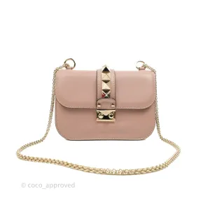Valentino Small Vitello Glam Lock Rockstud Flap Poudre