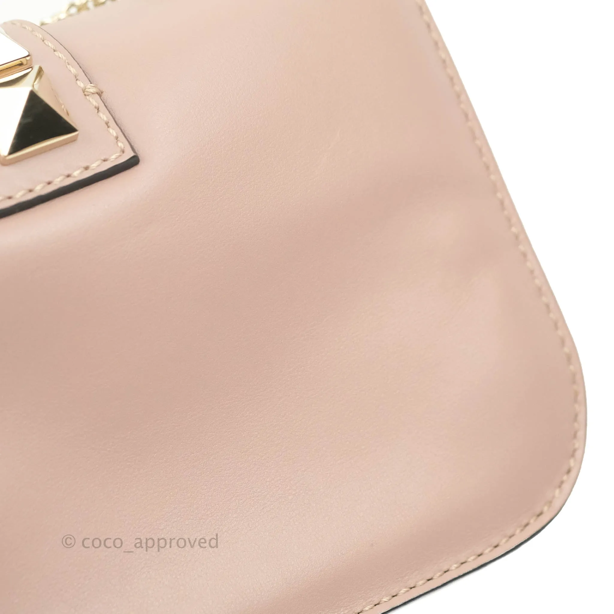 Valentino Small Vitello Glam Lock Rockstud Flap Poudre