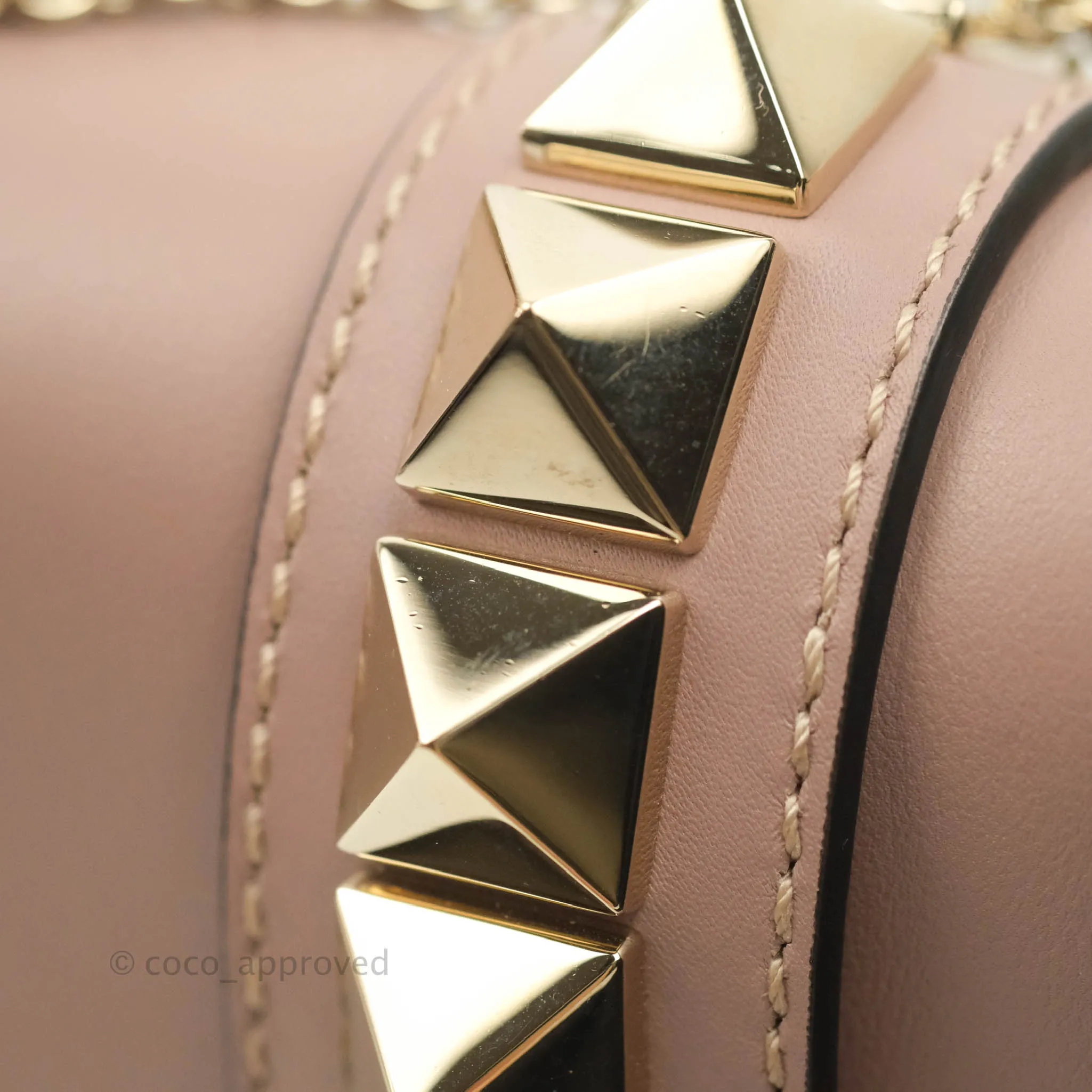 Valentino Small Vitello Glam Lock Rockstud Flap Poudre
