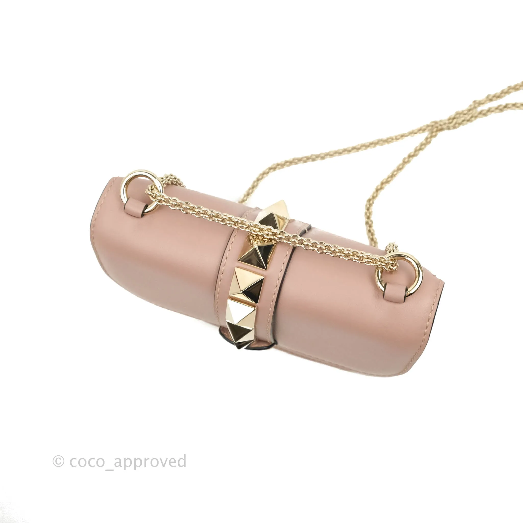 Valentino Small Vitello Glam Lock Rockstud Flap Poudre