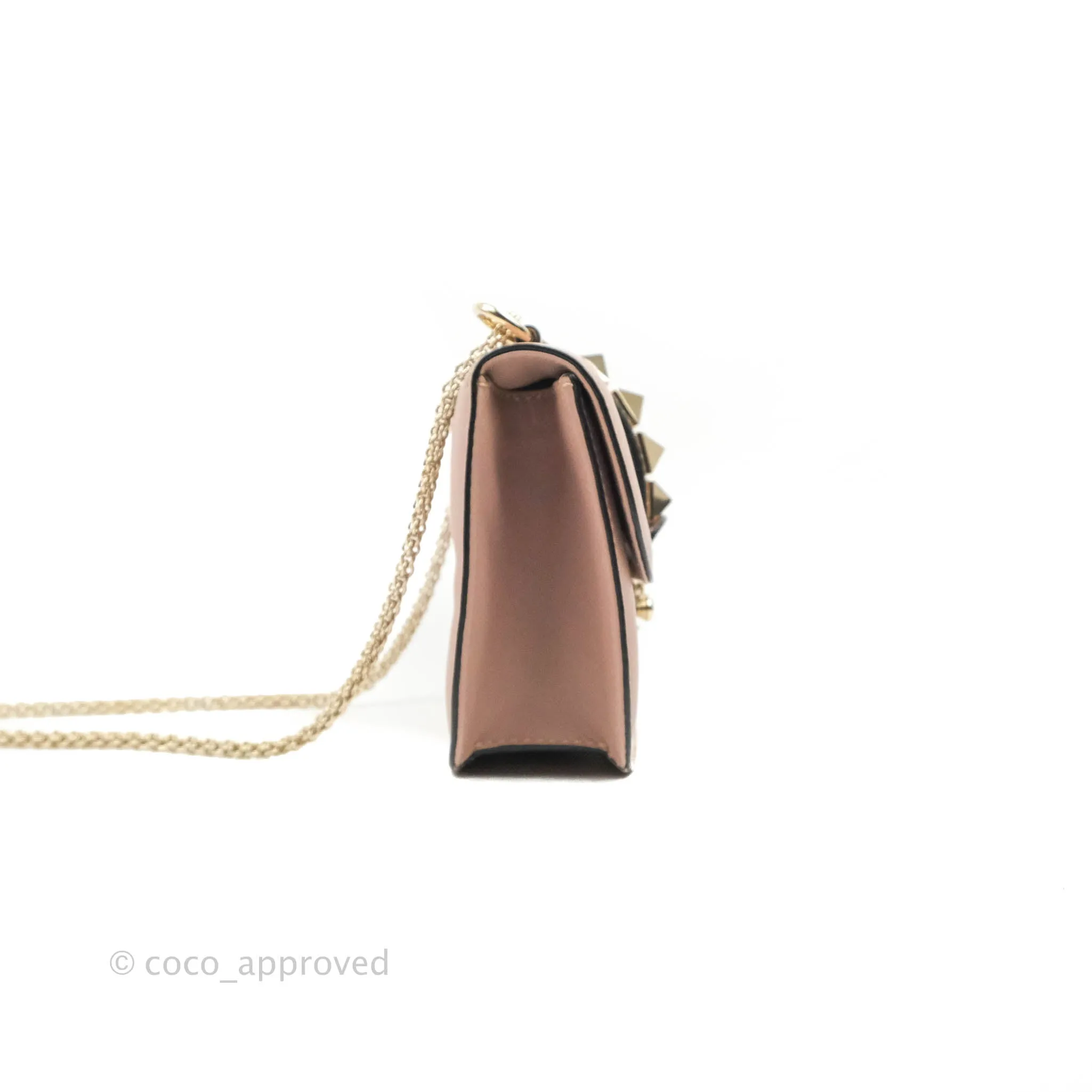 Valentino Small Vitello Glam Lock Rockstud Flap Poudre