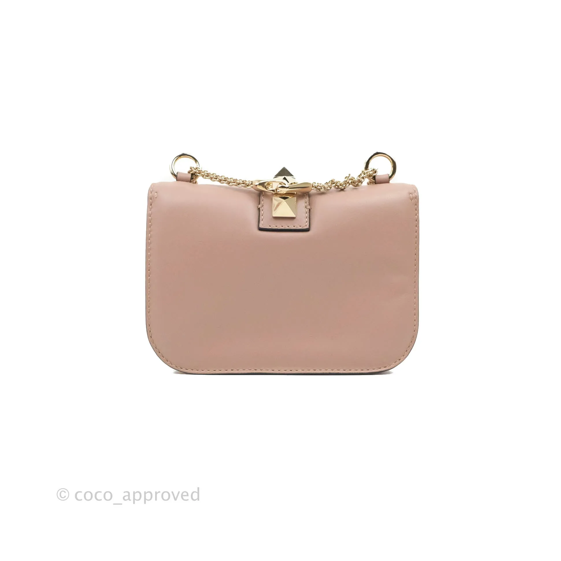Valentino Small Vitello Glam Lock Rockstud Flap Poudre