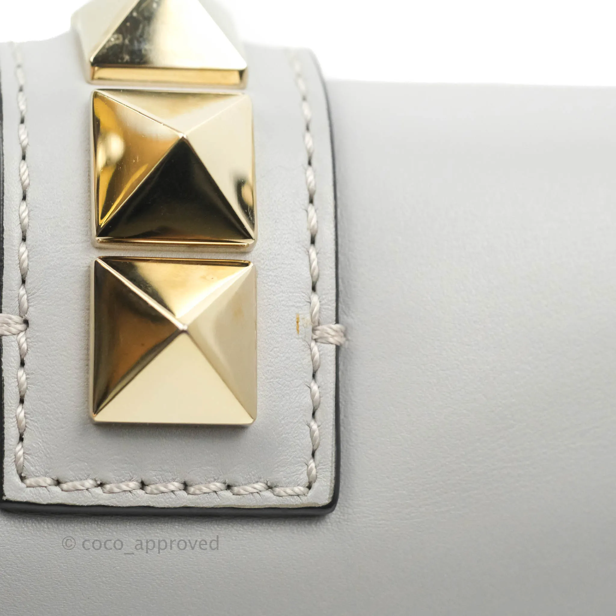 Valentino Vitello Small Glam Lock Rockstud Flap Grey