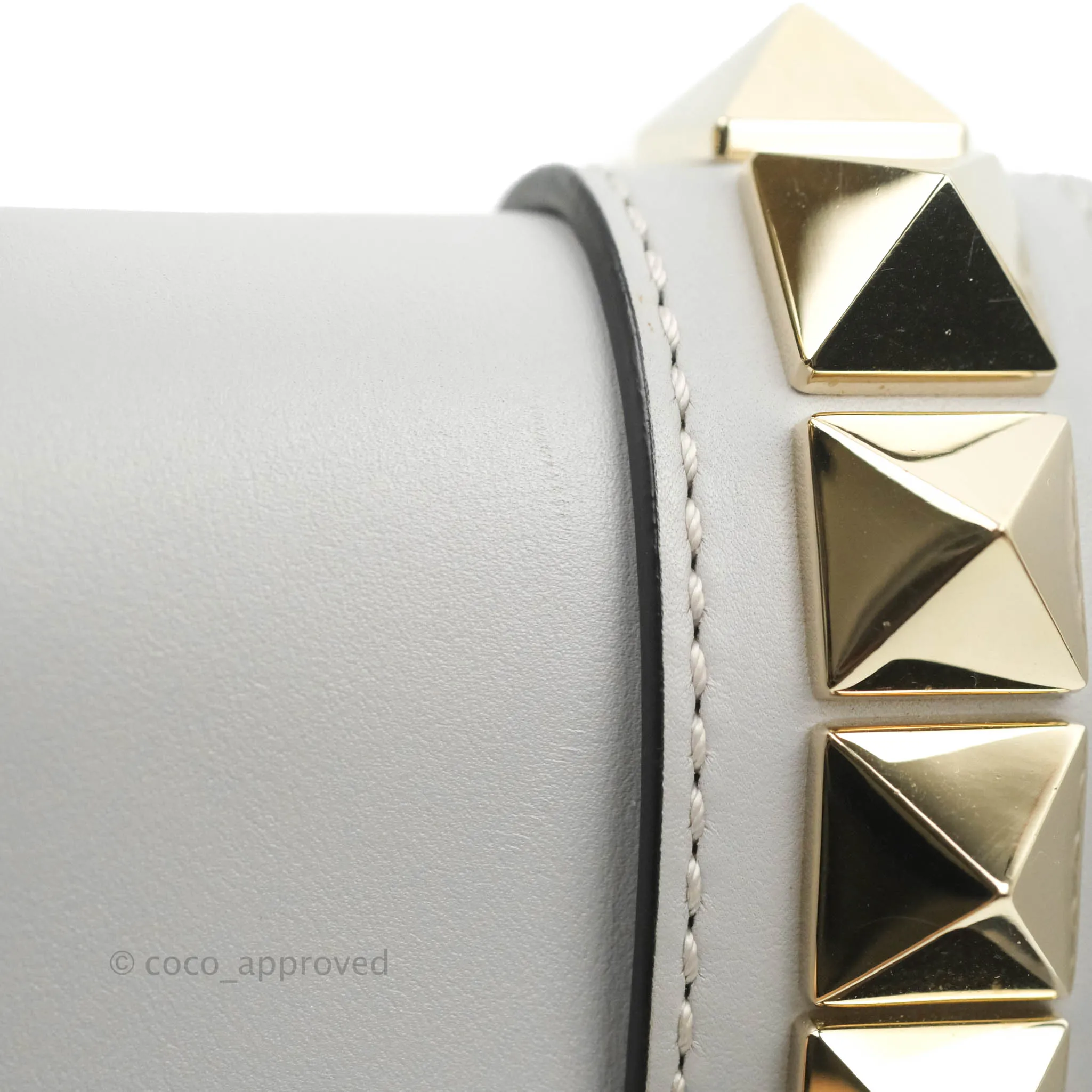 Valentino Vitello Small Glam Lock Rockstud Flap Grey