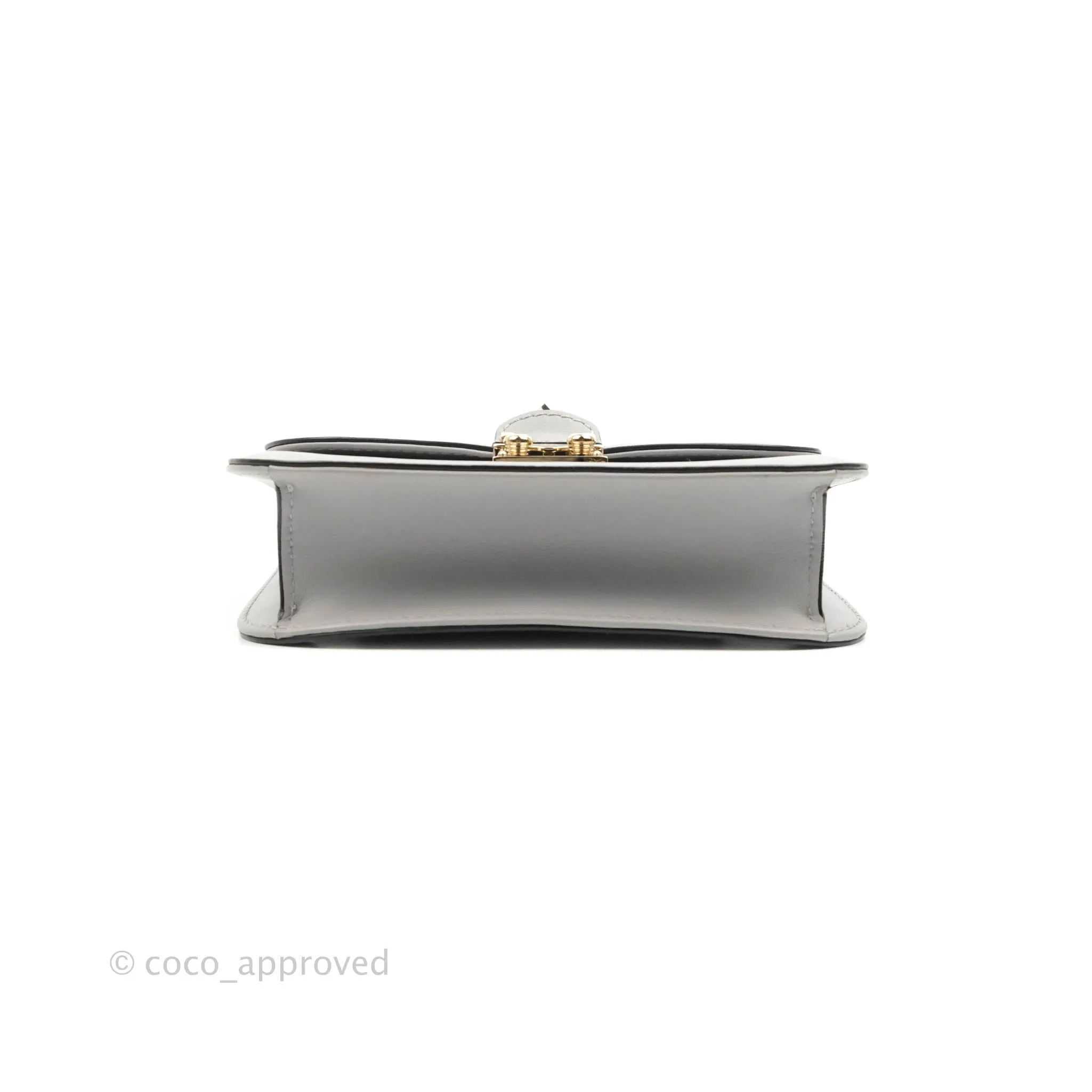 Valentino Vitello Small Glam Lock Rockstud Flap Grey