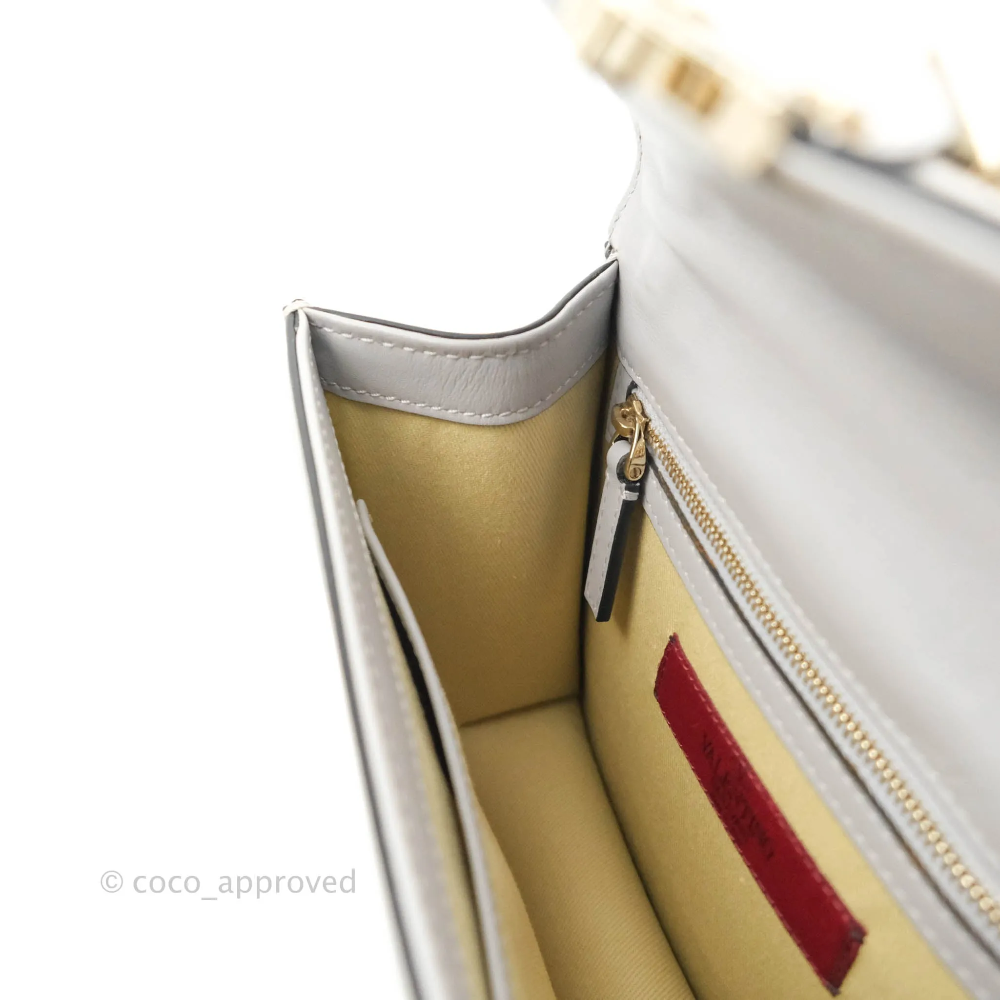 Valentino Vitello Small Glam Lock Rockstud Flap Grey