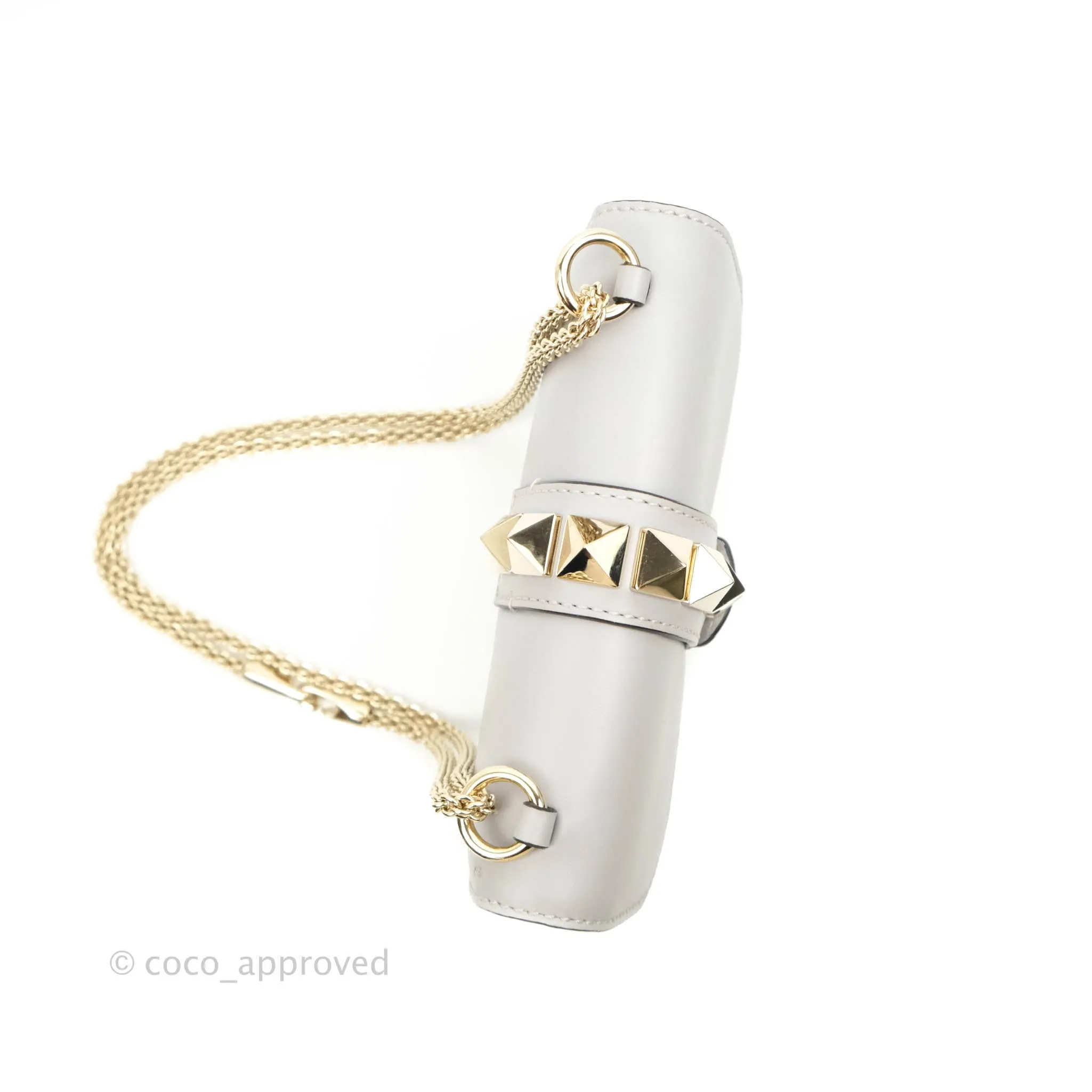 Valentino Vitello Small Glam Lock Rockstud Flap Grey