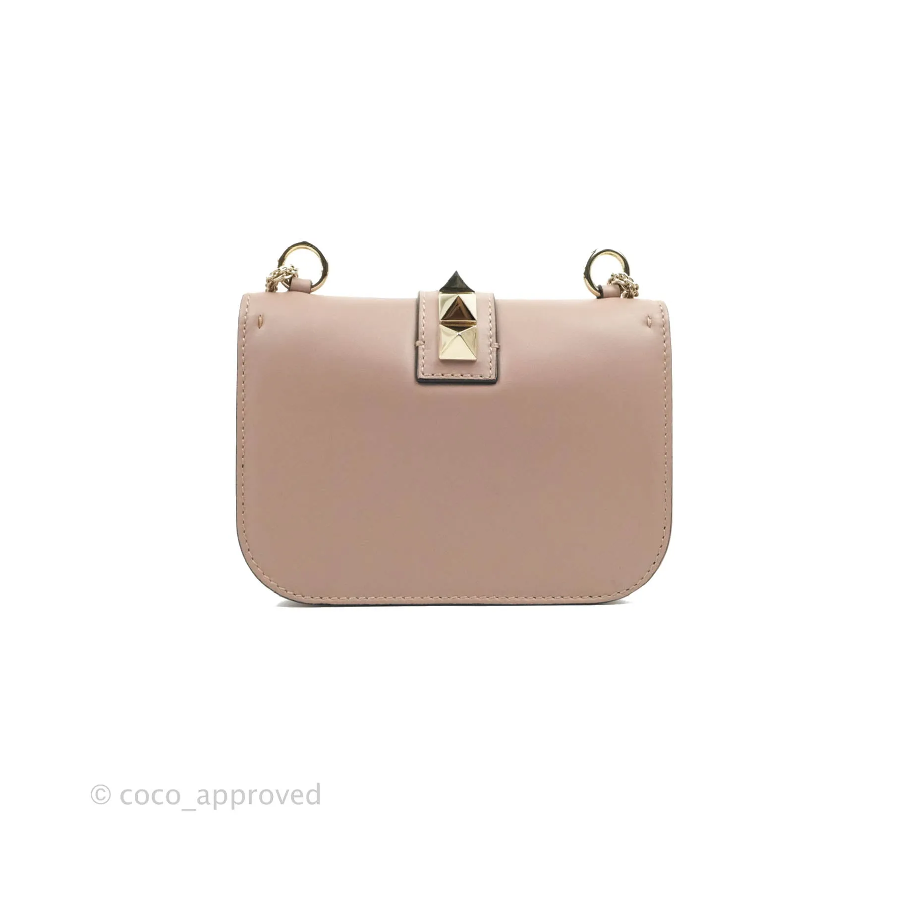 Valentino Vitello Small Glam Lock Rockstud Flap Poudre