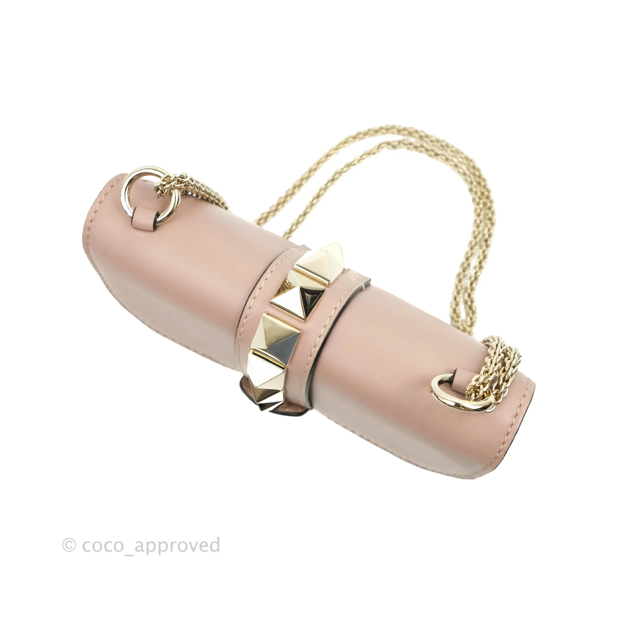 Valentino Vitello Small Glam Lock Rockstud Flap Poudre
