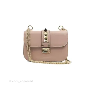 Valentino Vitello Small Glam Lock Rockstud Flap Poudre