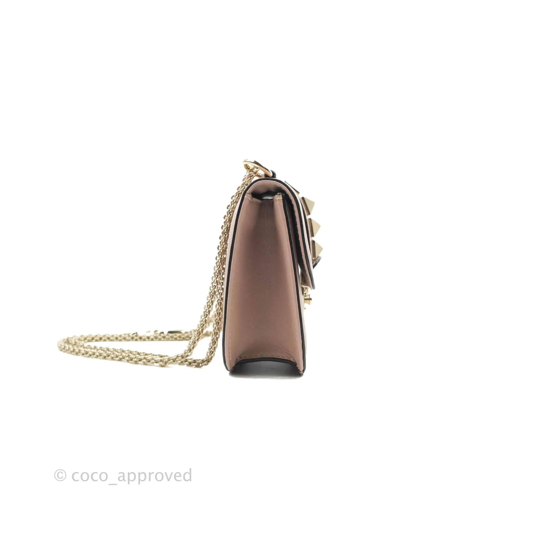 Valentino Vitello Small Glam Lock Rockstud Flap Poudre