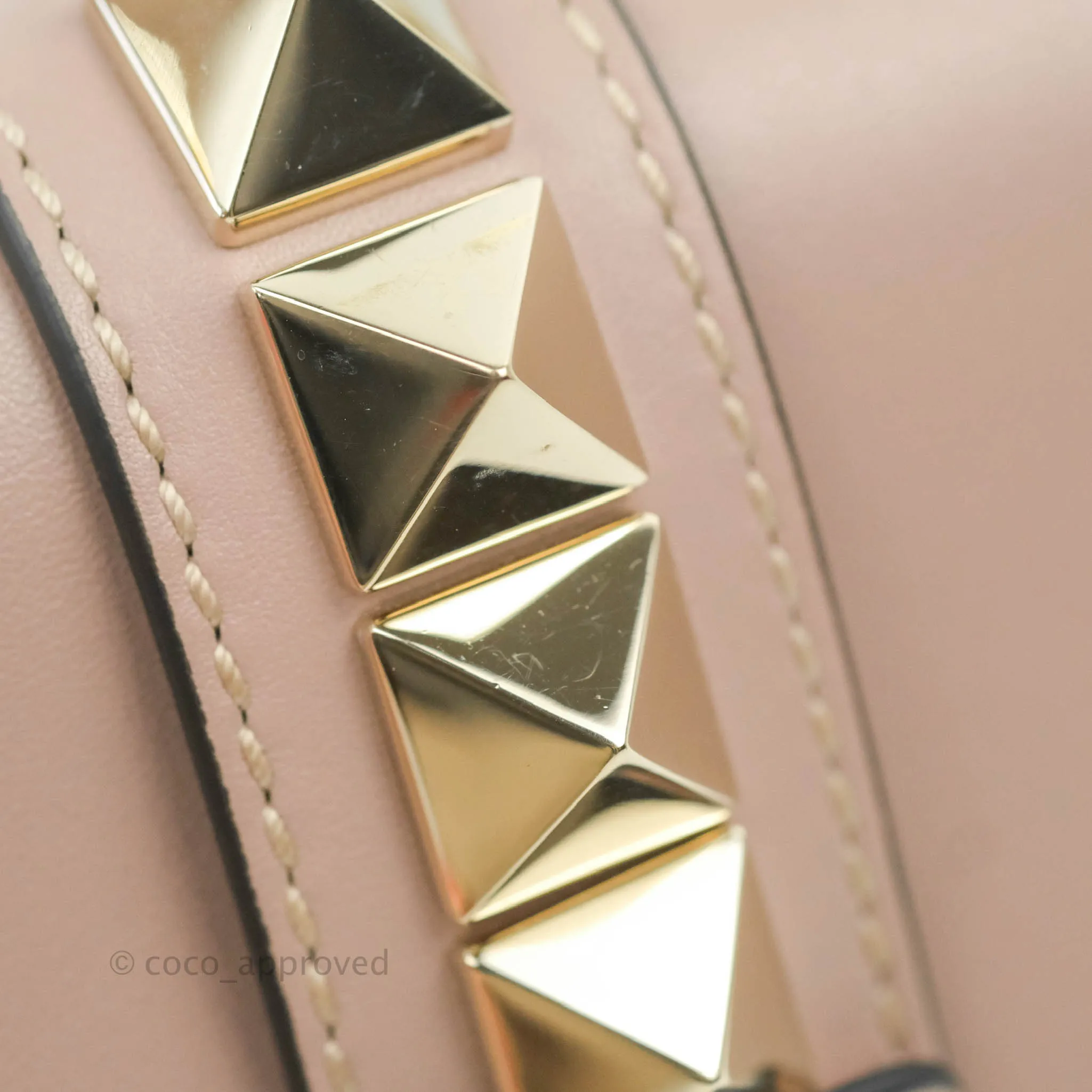 Valentino Vitello Small Glam Lock Rockstud Flap Poudre