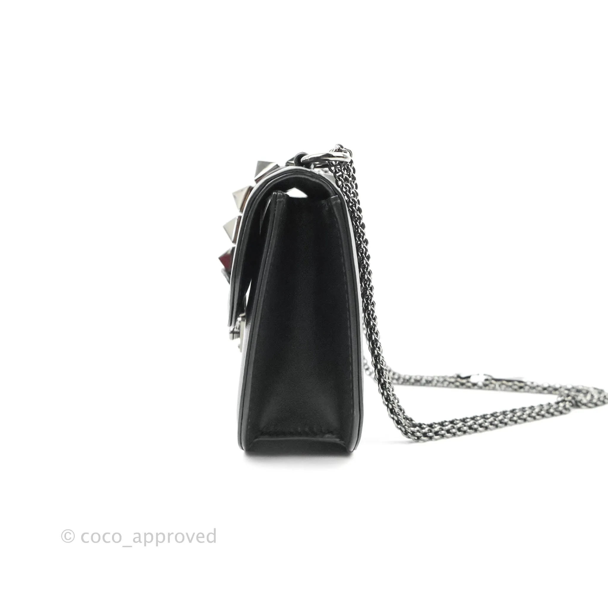 Valentino Vitello Small Glam Lock Rockstud Flap So Black