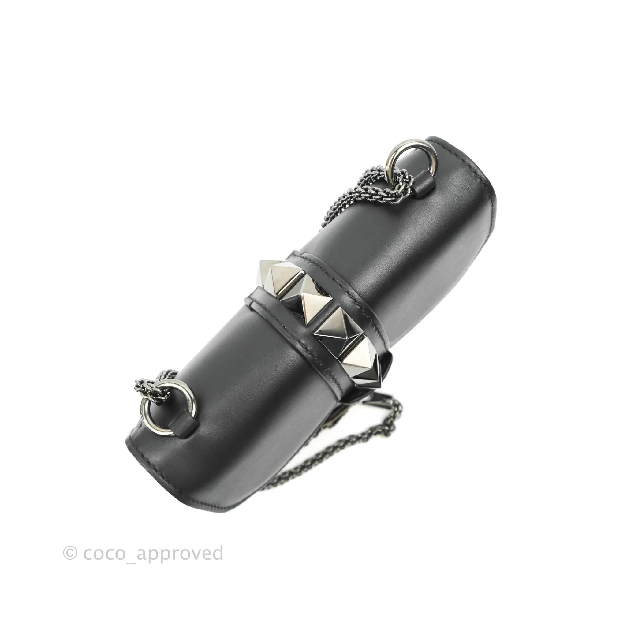 Valentino Vitello Small Glam Lock Rockstud Flap So Black