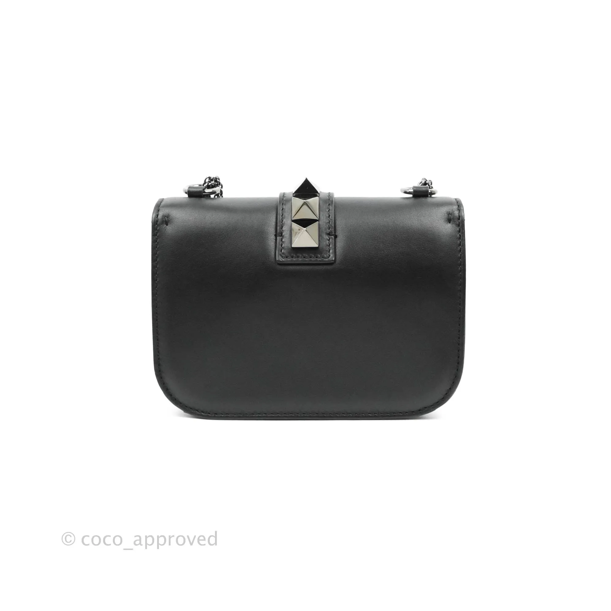 Valentino Vitello Small Glam Lock Rockstud Flap So Black